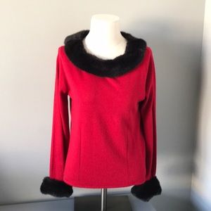 Red Sweater with faux fur